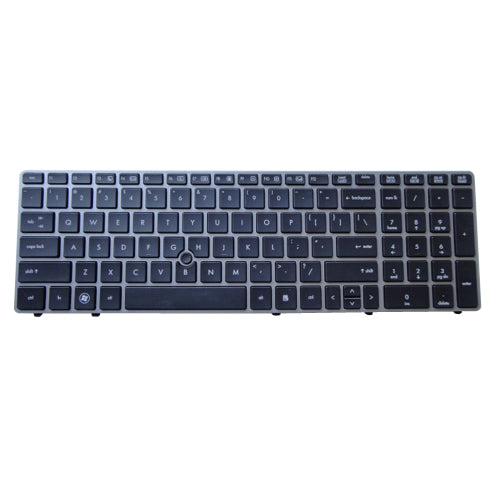 New Black Laptop Keyboard w  Silver Frame & Pointer for HP Elitebook 8560P Online Sale